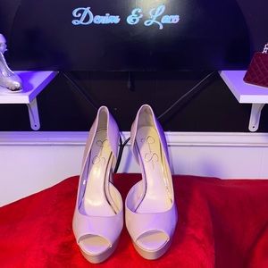 Jessica Simpson patten leather nude color stilettos